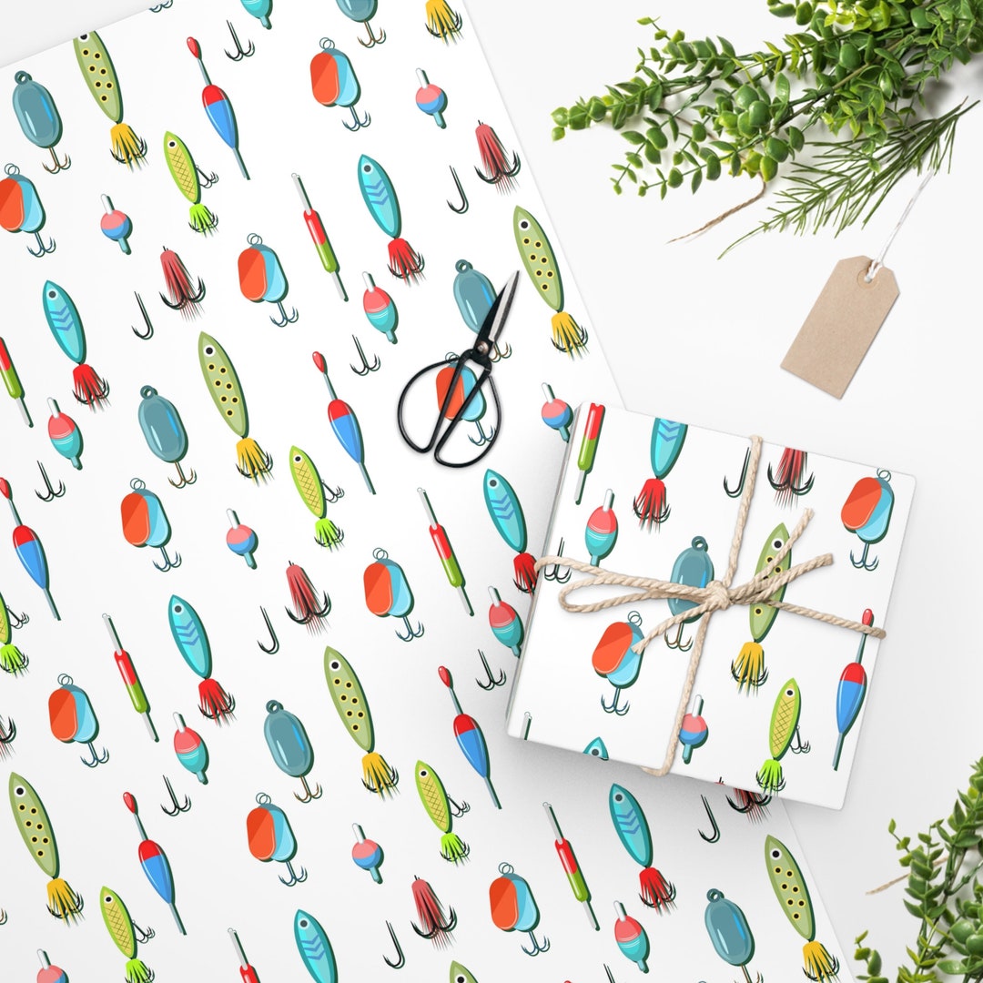Fishing Lure Gift Wrap, Wobblers Fishing Lures, Fathers Day Gift Wrap