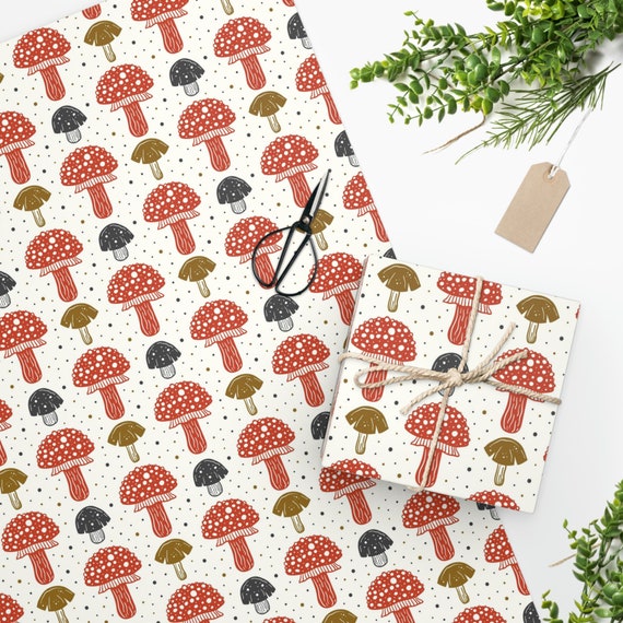 Mushroom Wrapping Paper, Cute Wrapping Paper, Gift Wrapping, Mothers Day,  Wedding Gift Wrapping Paper, Gif Wrapping, Holiday Gift Wrap 