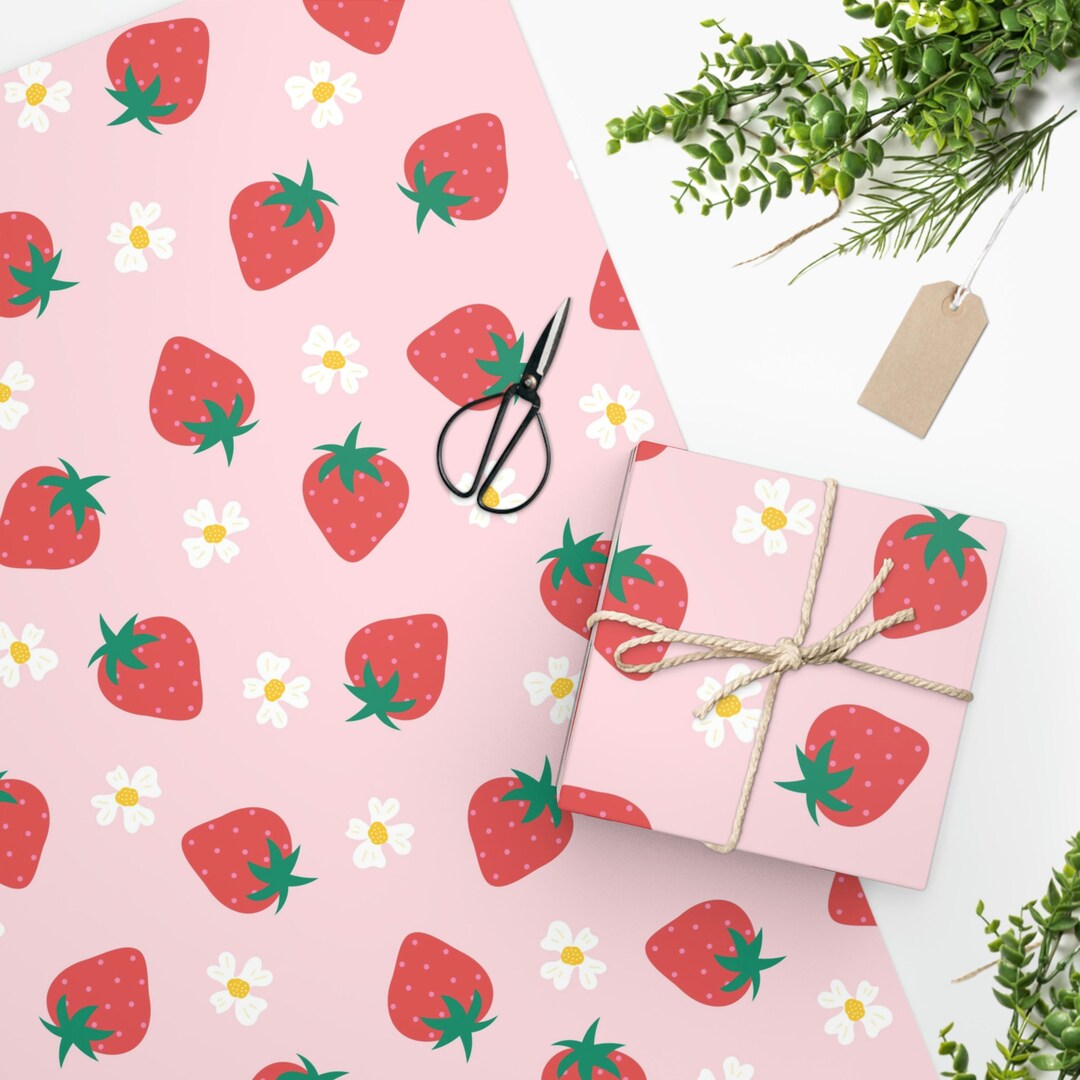 Strawberry Wrapping Paper, Fruit Gift Wrap Etsy