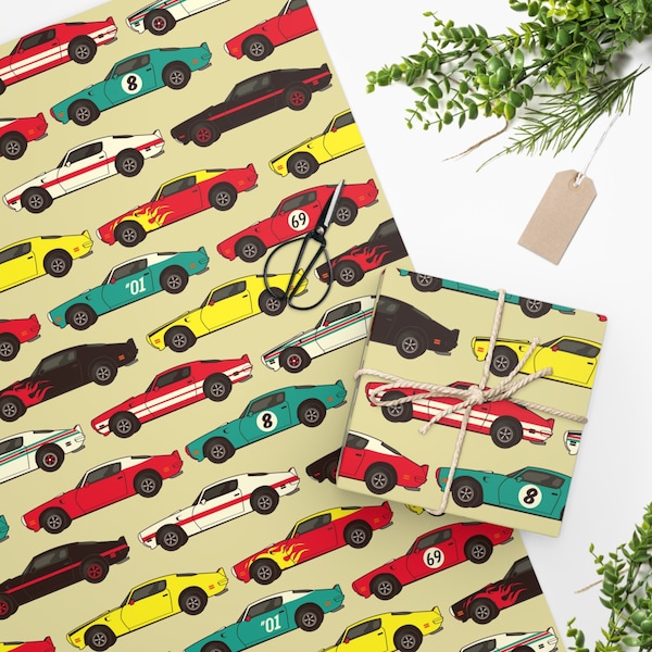 Muscle Car Wrapping Paper Etsy