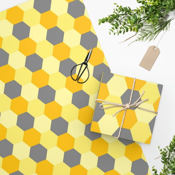 Honeycomb Wrapping Paper, Yellow Wrapping Paper, Cute Wrapping