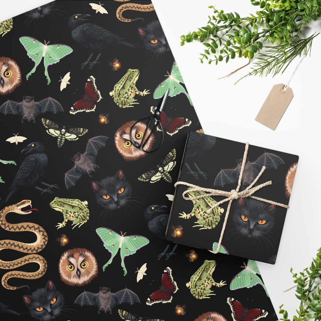 Moth Wrapping Paper Spooky Gift Wrap Celestial Gift Wrap Etsy