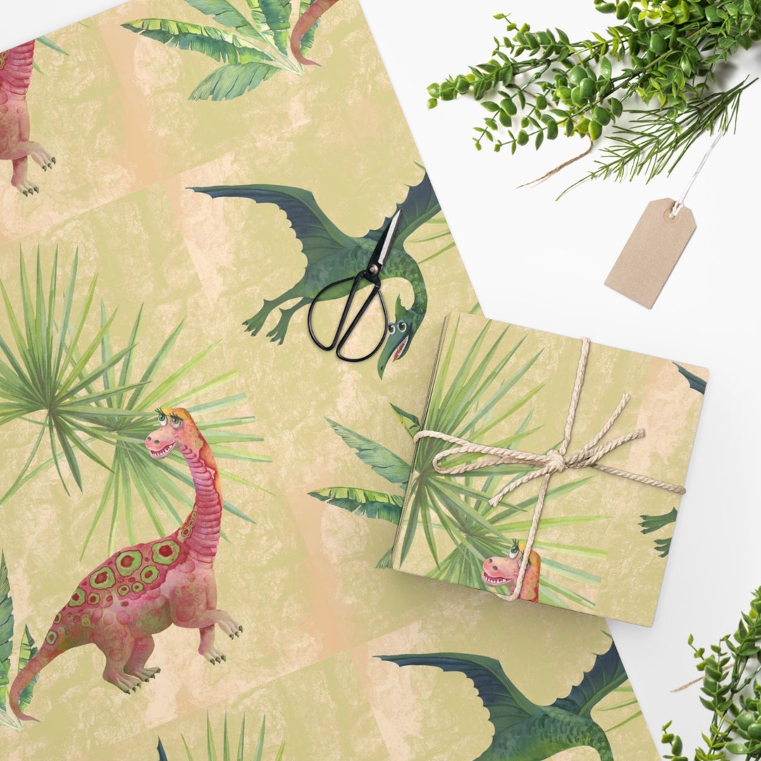 Dinosaur Wrapping Paper, Cute Wrapping Paper, Birthday Wrapping Paper