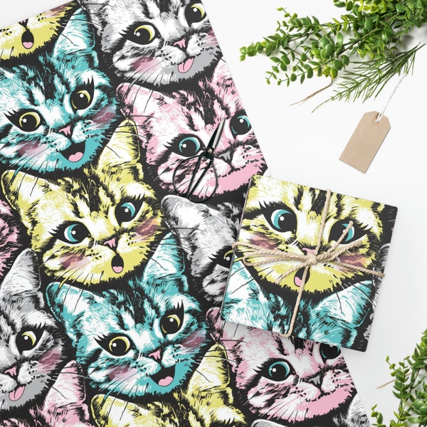 Cat wrapping paper, Cat lover gift wrap