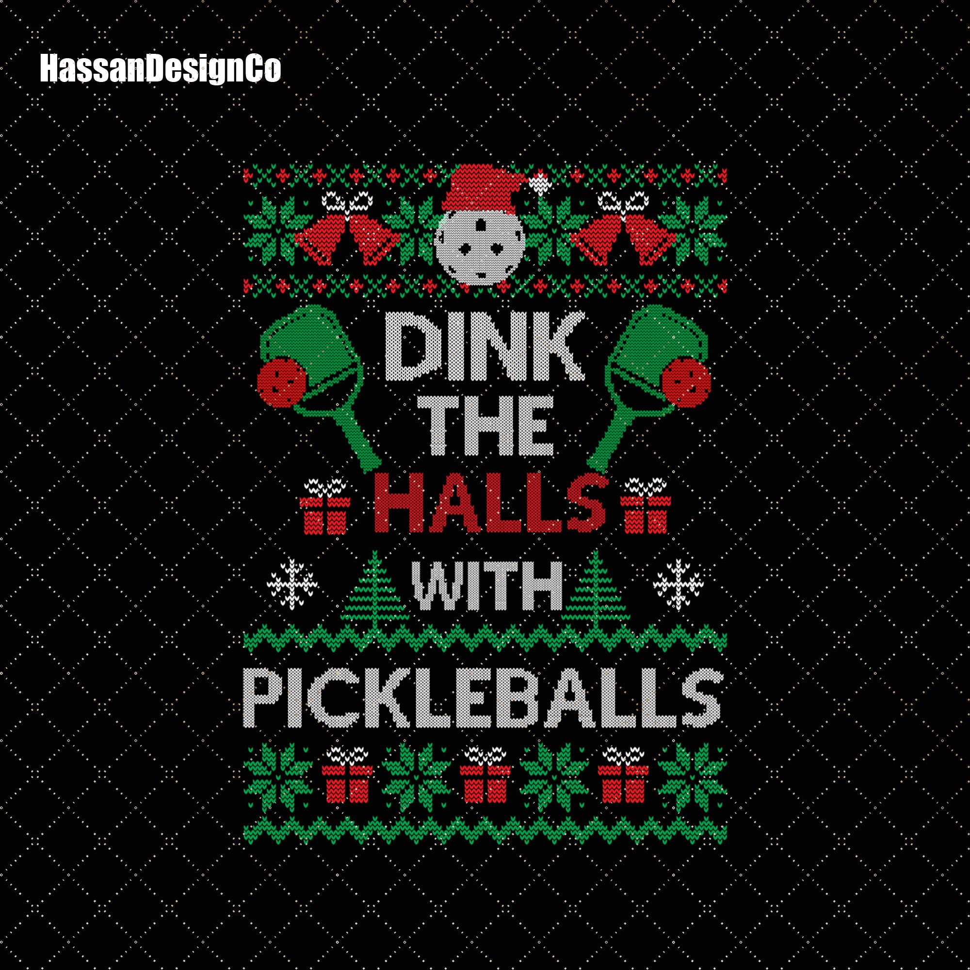 Pickleball Christmas Png Pickleball Dink the Halls Ugly Etsy