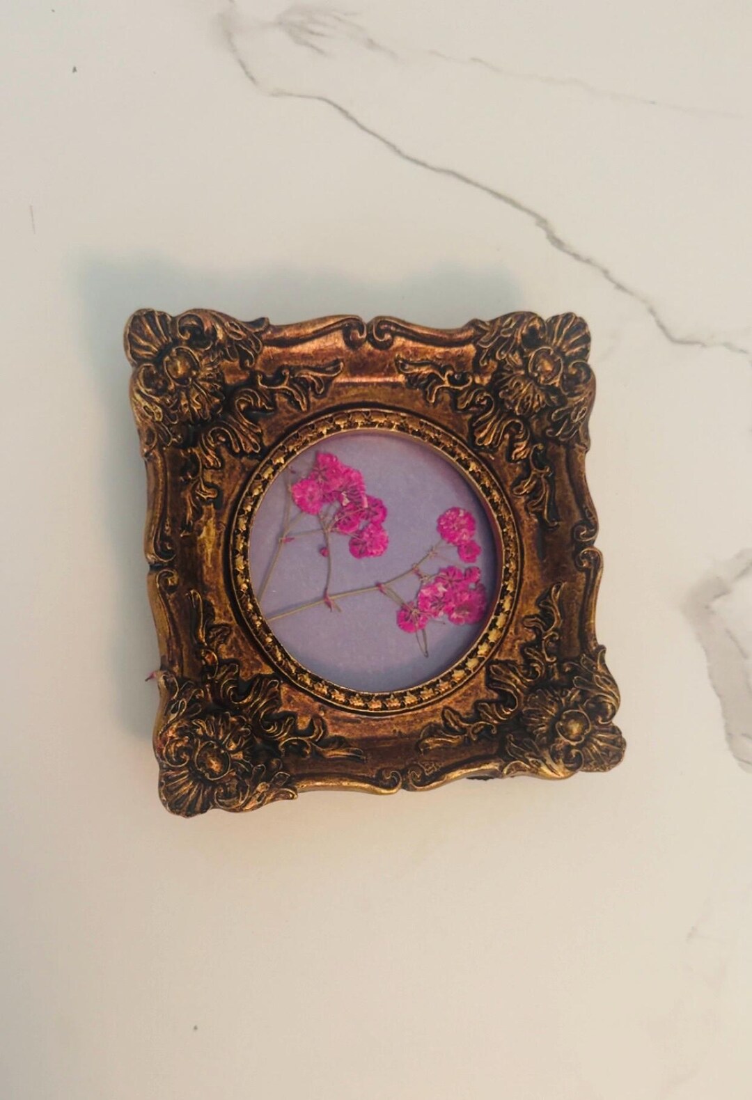 Antique Style Ornate Vintage Mini Frame Pressed Flower Art Old World ...
