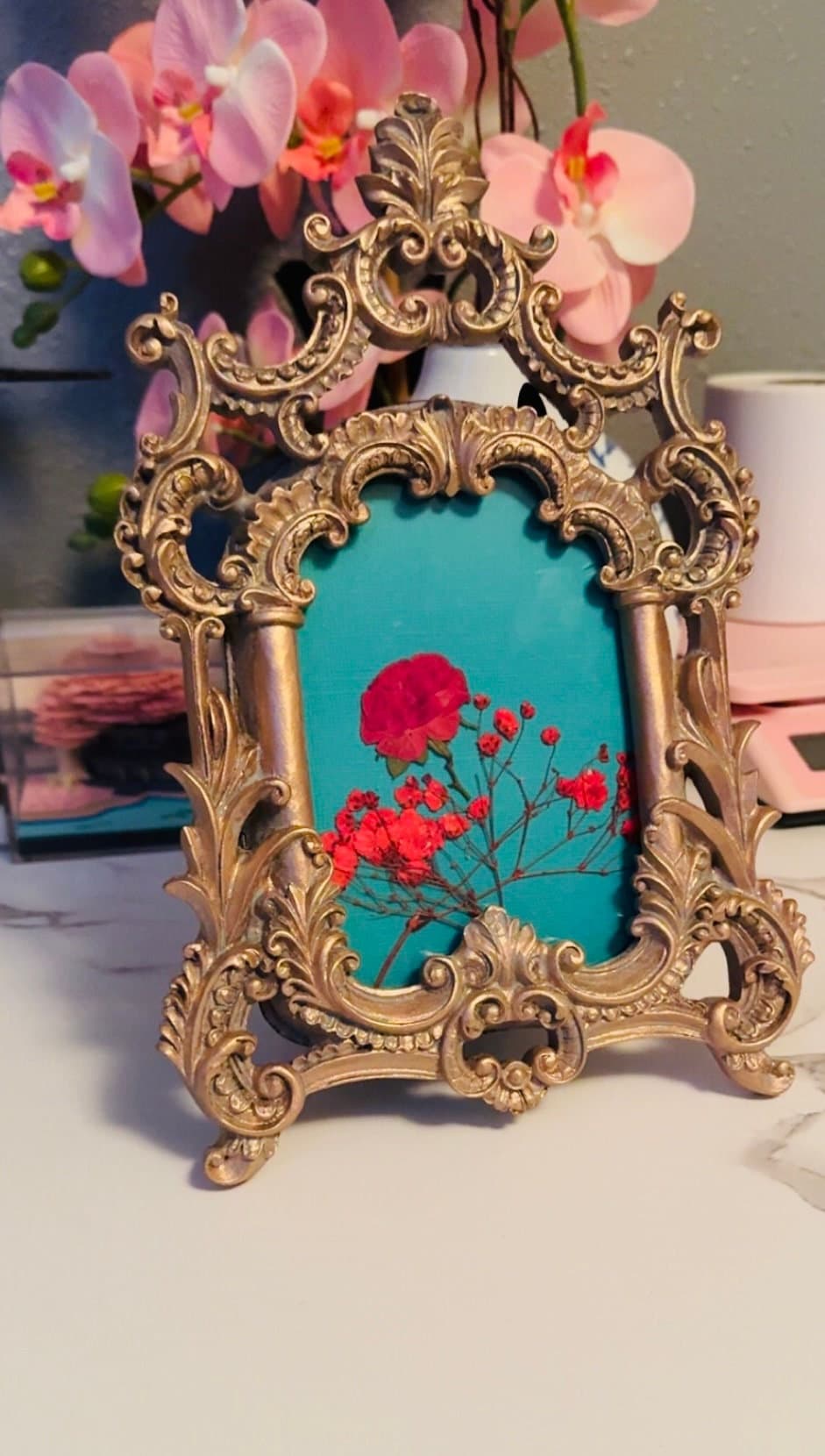 Antique Italian Baroque Style Ornate Vintage Frame Pressed Flower Fine ...