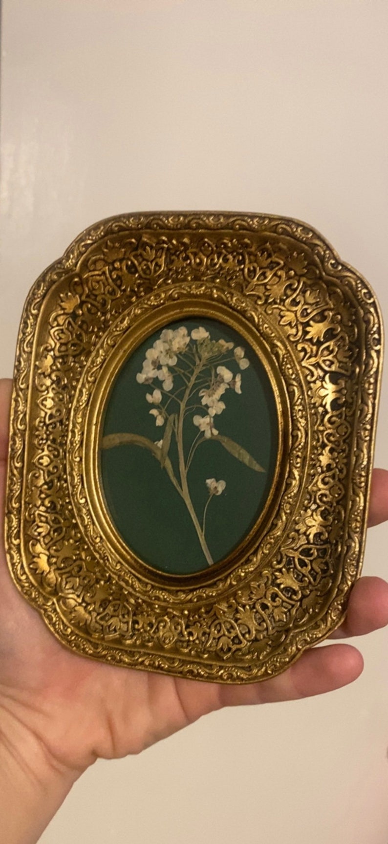 Gold Antique Italian Baroque Style Ornate Frame Pressed Flower Fine Art ...