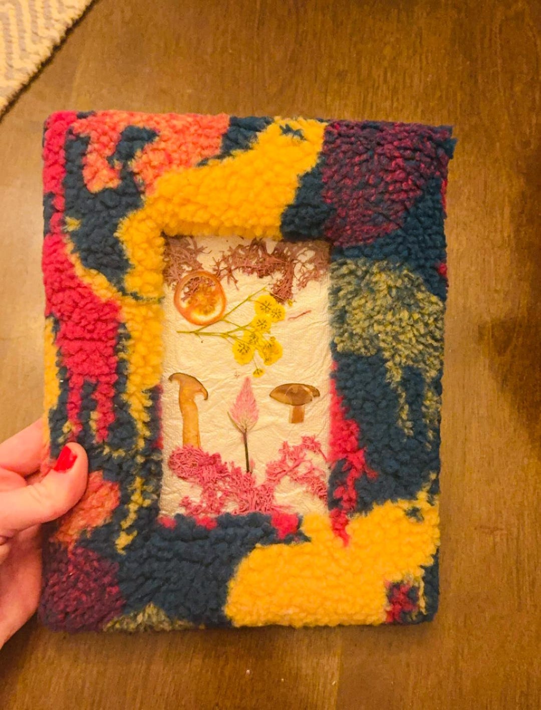 Modern Eclectic Fuzzy Frame Mushroom Botanical Arrangement & Textured ...
