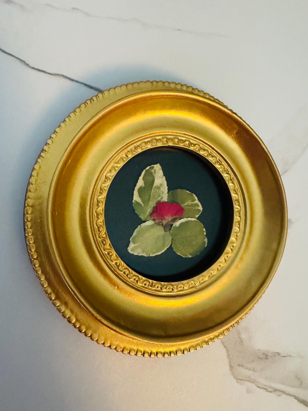 Gold Antique Style Ornate Mini Frame Pressed Flower Art Old World Style ...