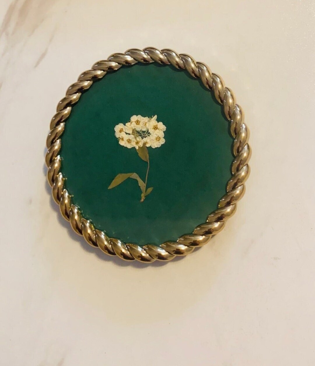 Gold Antique Style Round Ornate Vintage Rope Frame Pressed Flower Art ...