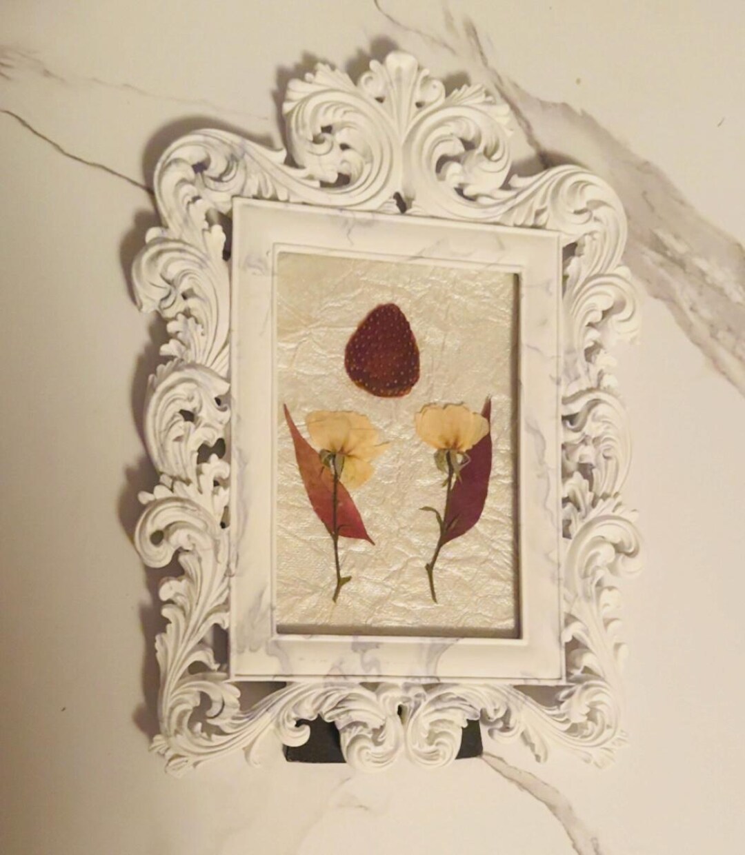 Antique Style Ornate Vintage Frame in White With Marble Pattern Pressed ...