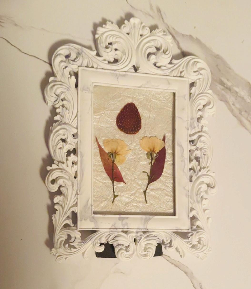 Antique Style Ornate Vintage Frame in White With Marble Pattern Pressed ...