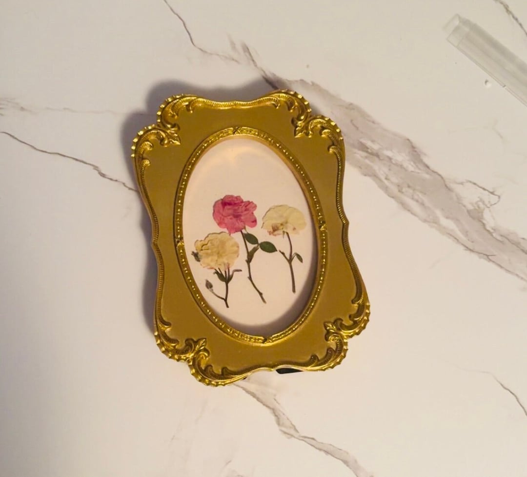 Gold Antique Style Ornate Vintage Frames Pressed Rose Arrangement Art ...