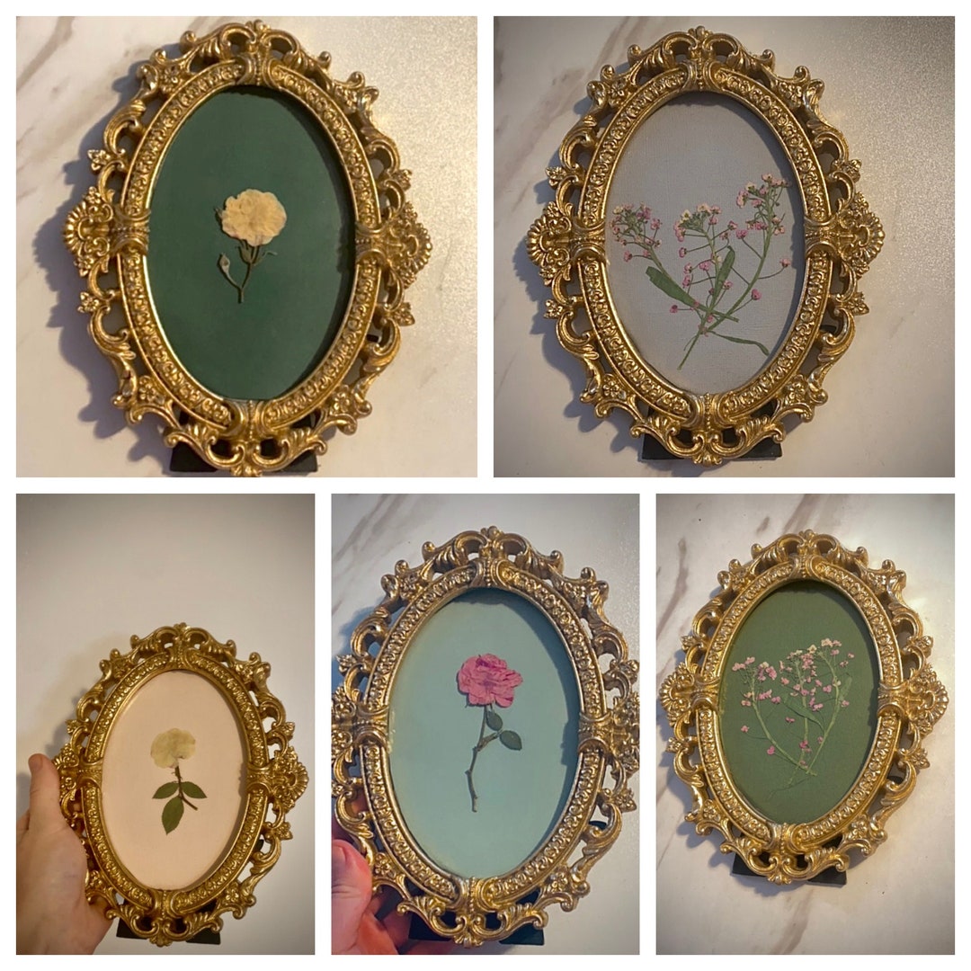 Gold Antique Italian Baroque Style Ornate Vintage Frames Pressed Flower ...