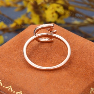 Diamond D Letter Ring Wedding Band Rose Gold Personalized Initial Ring ...