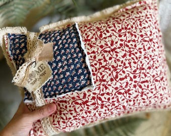 Handmade Quilted Flag Pillow| Vintage Inspired Flag Pillow|Farmhouse Pillow| Primitive| USA