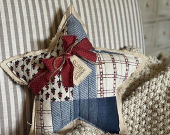 PRE-ORDER LARGE Handmade Quilted Star Pillow| Vintage Inspired Star Pillow|Farmhouse Pillow|Primitive