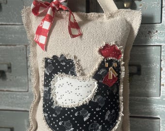 Handmade Vintage Farmhouse Hanging Chicken Pillow|Farm Pillow|Hen Pillow|Spring Pillow|Cottage Pillow|Hen House Collection|Peg Hanger
