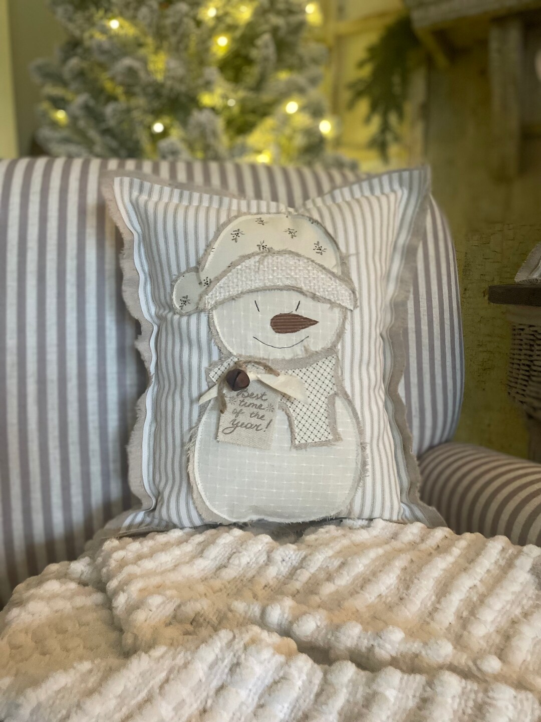 Handmade Farmhouse Snowman Pillowsnow Cream Snowman - Etsy