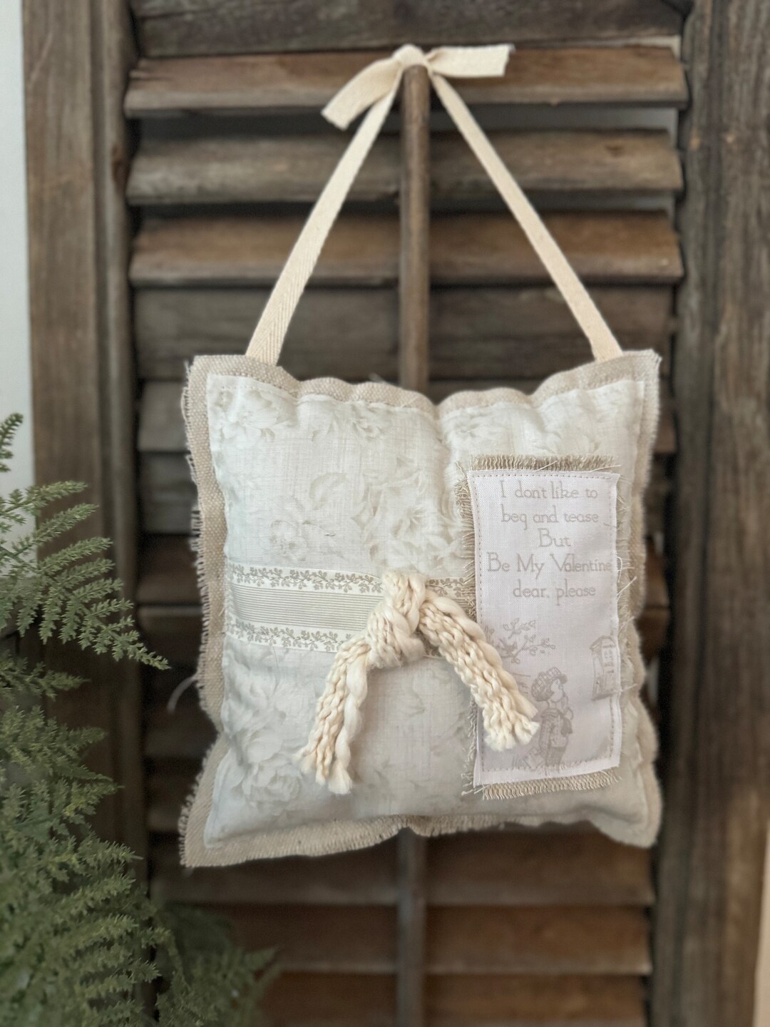 Hanging Vintage Valentine Pillow Vintage Pillowfarmhouse Valentine