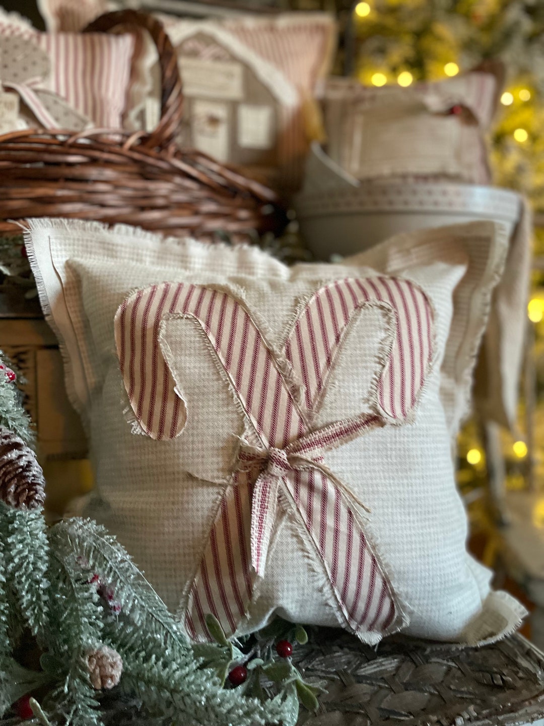 Handmade Candy Cane Pillow Candy Cane Farmhouse Pillow Etsy