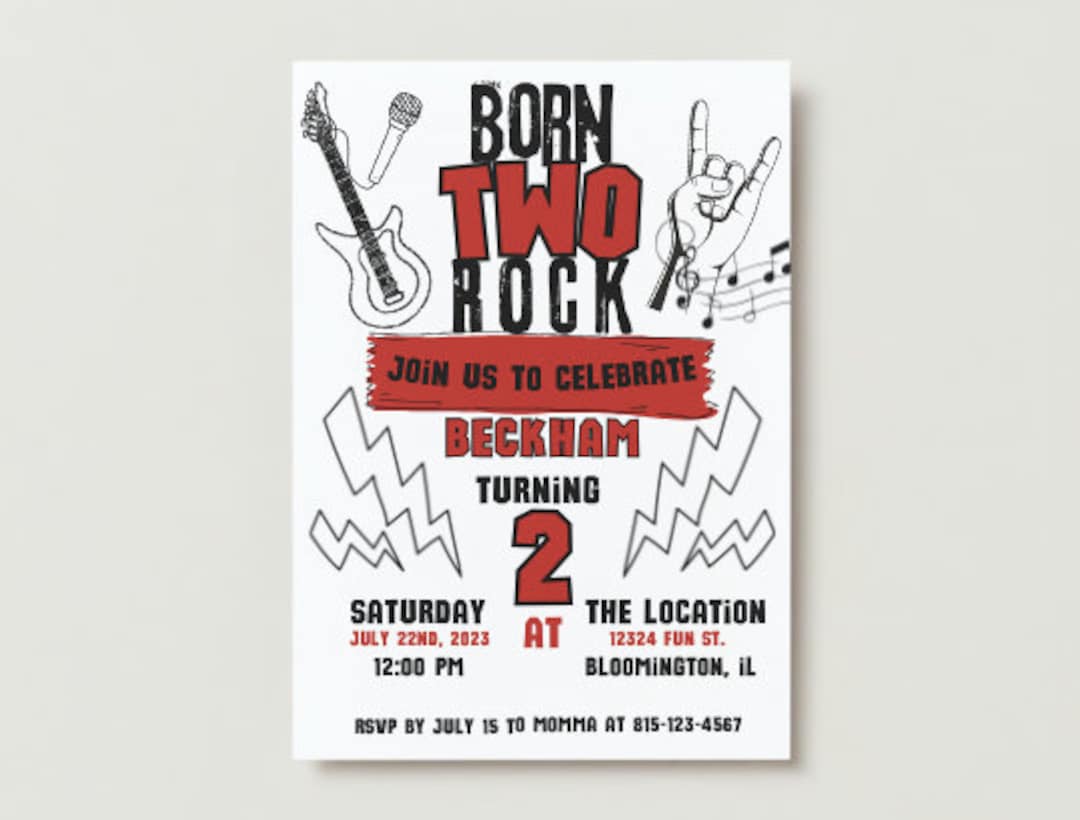 Born TWO Rock, Born to Rock!, Rock & Roll Second Birthday Party ...