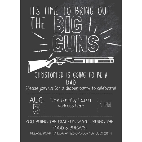 Trap Shooting Party Invitation, Diaper or ANY party, shooting theme Invitation Template, editable- INSTANT DOWNLOAD