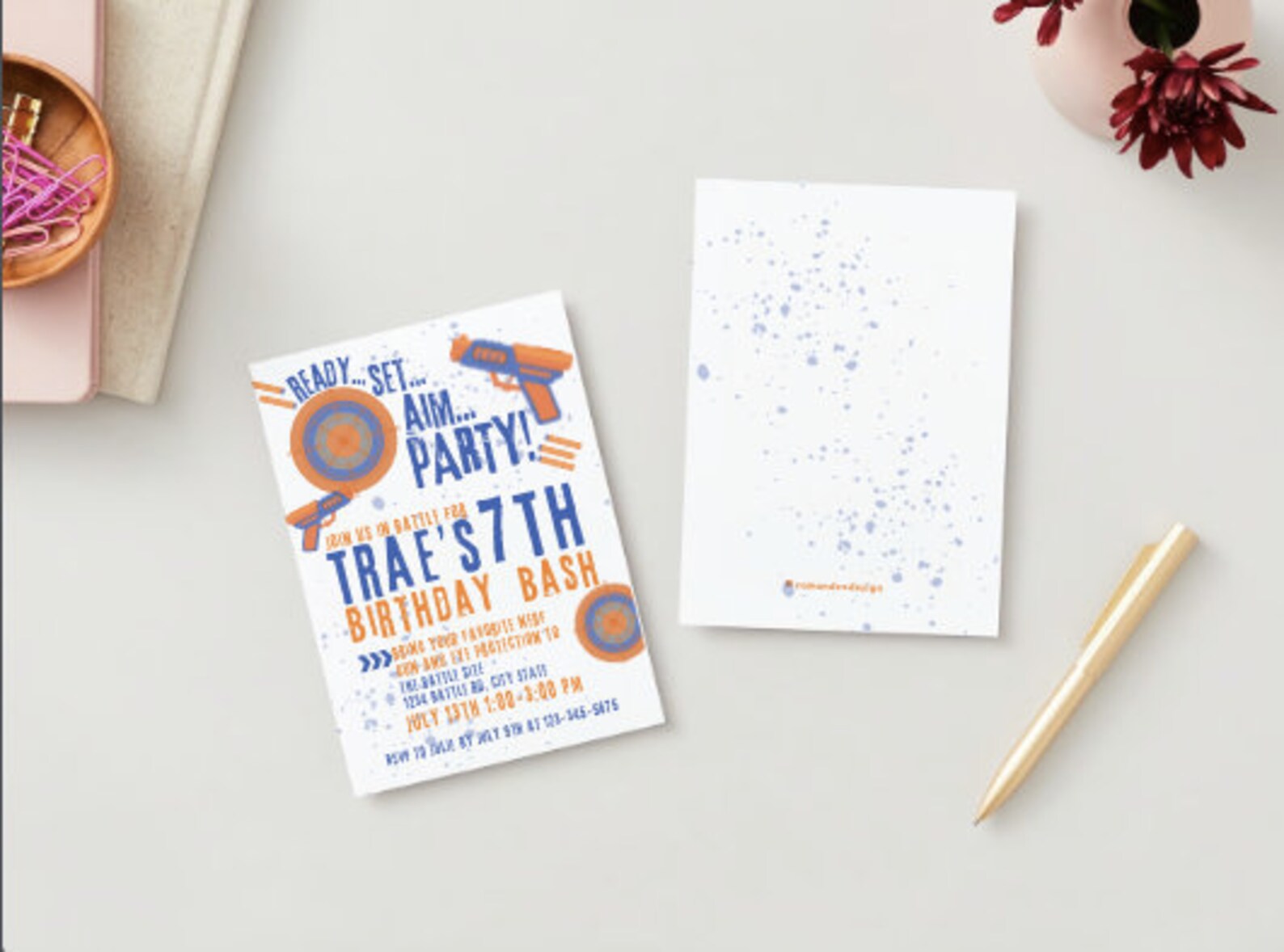 Nerf War Birthday Party, Printable Nerf Party Invitation Template, Any ...