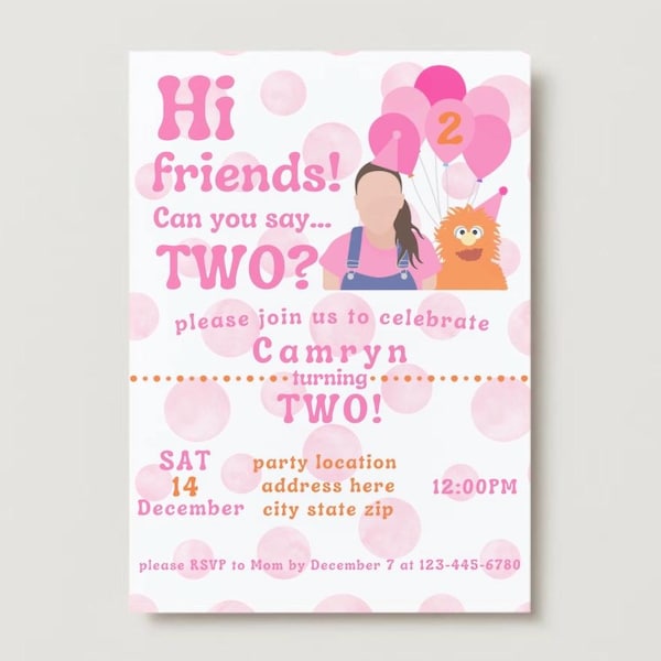 Can You Say TWO Birthday Invite Girl, Pink Ms Rachel Birthday Invite, Second Birthday Invite, Ms Rachel 2nd Birthday- INSTANT DOWNLOAD