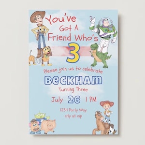 You’ve Got a Friend Who’s Three Invitation | Toy Story Birthday Party Template | Editable Canva Invite | 3rd Birthday Digital Download
