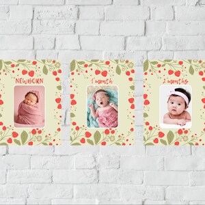 Berry First Birthday, Monthly Milestone, Photo Banner Template, INSTANT DOWNLOAD