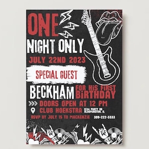 One Rocks Birthday Invitation Template | Rock Star Party | Editable First Birthday Invite | Rock and Roll Theme Party | INSTANT DOWNLOAD