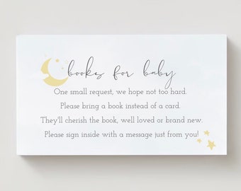 Books for Baby Card, Love You to the Moon and Back, Over the Moon, Baby Shower Books for Baby Template- INSTANT DOWNLOAD