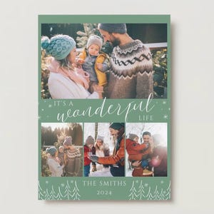 C'est une vie merveilleuse carte, carte de vœux arbres à feuilles persistantes, modèle personnalisable de carte de Noël avec plusieurs photos - TÉLÉCHARGEMENT IMMÉDIAT