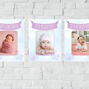 ONEder the Sea, Monthly Milestone, Photo Banner Template, INSTANT DOWNLOAD