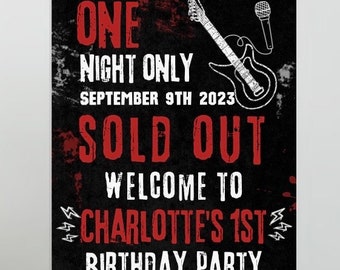 Rocker Theme Welcome Sign, First Birthday Party Decor (Digital Download)