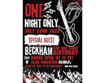 One ROCKS, Born to Rock First Birthday bundle- invitation, welcome sign, milestone board templates- INSTANT DOWNLOAD