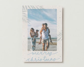 Nautische Weihnachtsfotokarte, Strand-Frohe Weihnachtskarte, Küstenkarte, Feiertags-Fotokarte, anpassbare Vorlage - INSTANT DOWNLOAD
