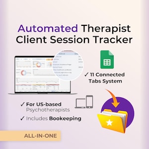 Therapist Client Session Tracker Spreadsheet Planner Treatment Plan Template Psychology Practice Caseload Session Notes Case Management Log