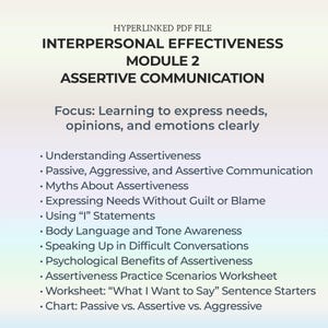 Assertive Communication Worksheets PDF Speak Up Confidence Healthy Boundaries I Statements Scripts Conflict Resolution Self Advocacy Module