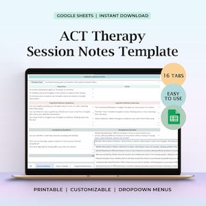 Acceptance Commitment Therapy Notes Template ACT Session Interventions Therapy Template Psychology Counseling Progress Notes Spreadsheet
