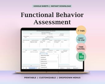 Valutazione del comportamento funzionale Modulo ABA modificabile per insegnanti di educazione speciale Terapisti BCBA RBT Scheda dati stampabile Pianificazione del comportamento