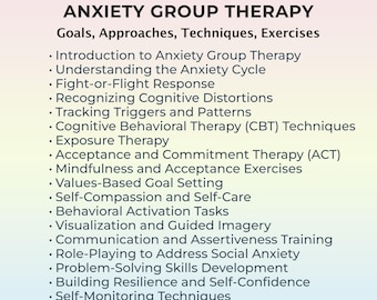 Planes de sesiones de terapia grupal para la ansiedad Guía del terapeuta Programa de habilidades TCC ACT Exposición Atención plena Autocompasión Metas Ejercicios Indicaciones Herramienta