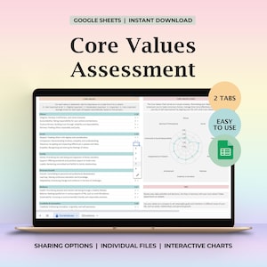 Core Values Assessment, Personal Values, Core Values Quiz, Core Values Test, Psychology, Core Values Worksheets, Core Beliefs Assessment