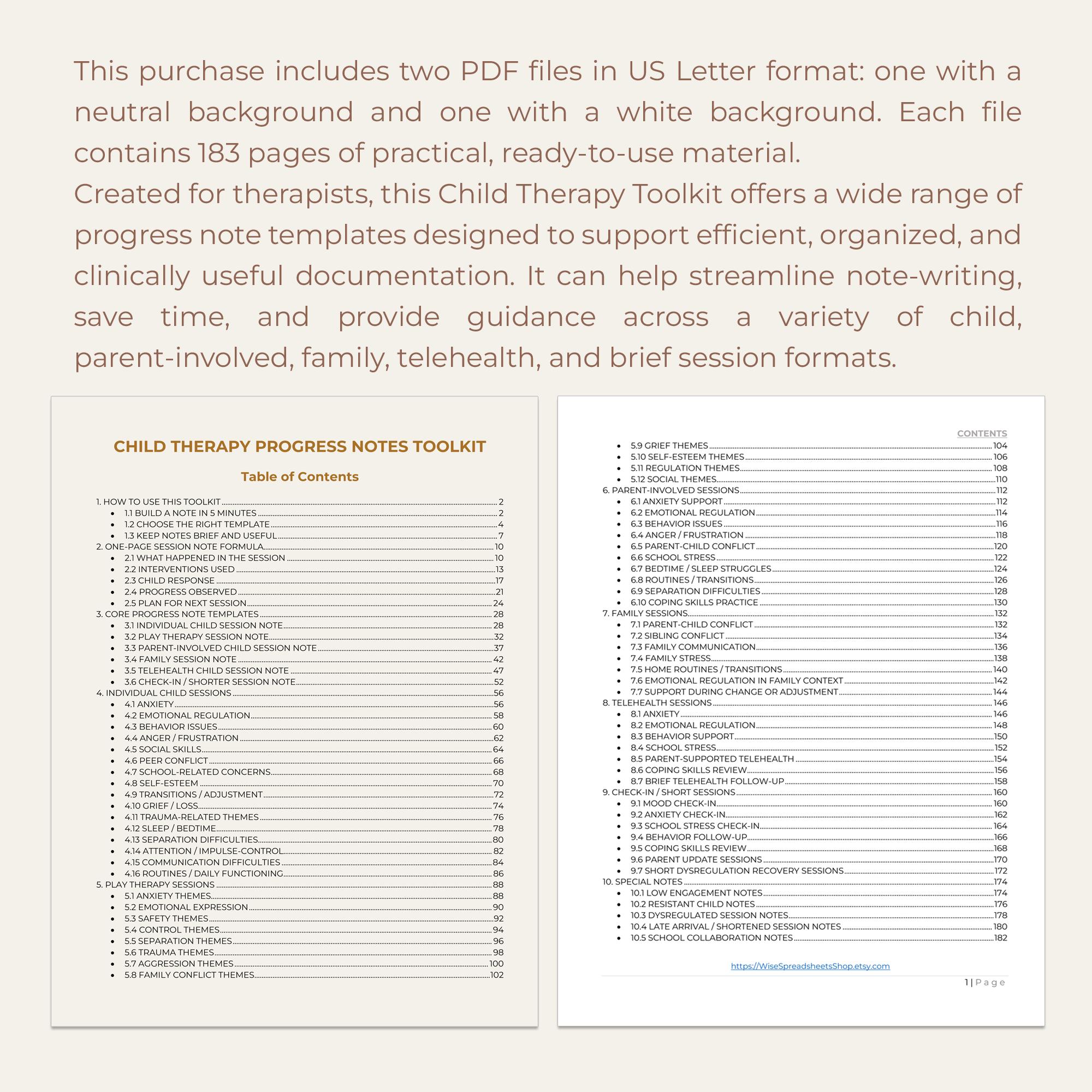 Child Therapy Progress Note Templates 2100 Play Therapy Notes Parent ...