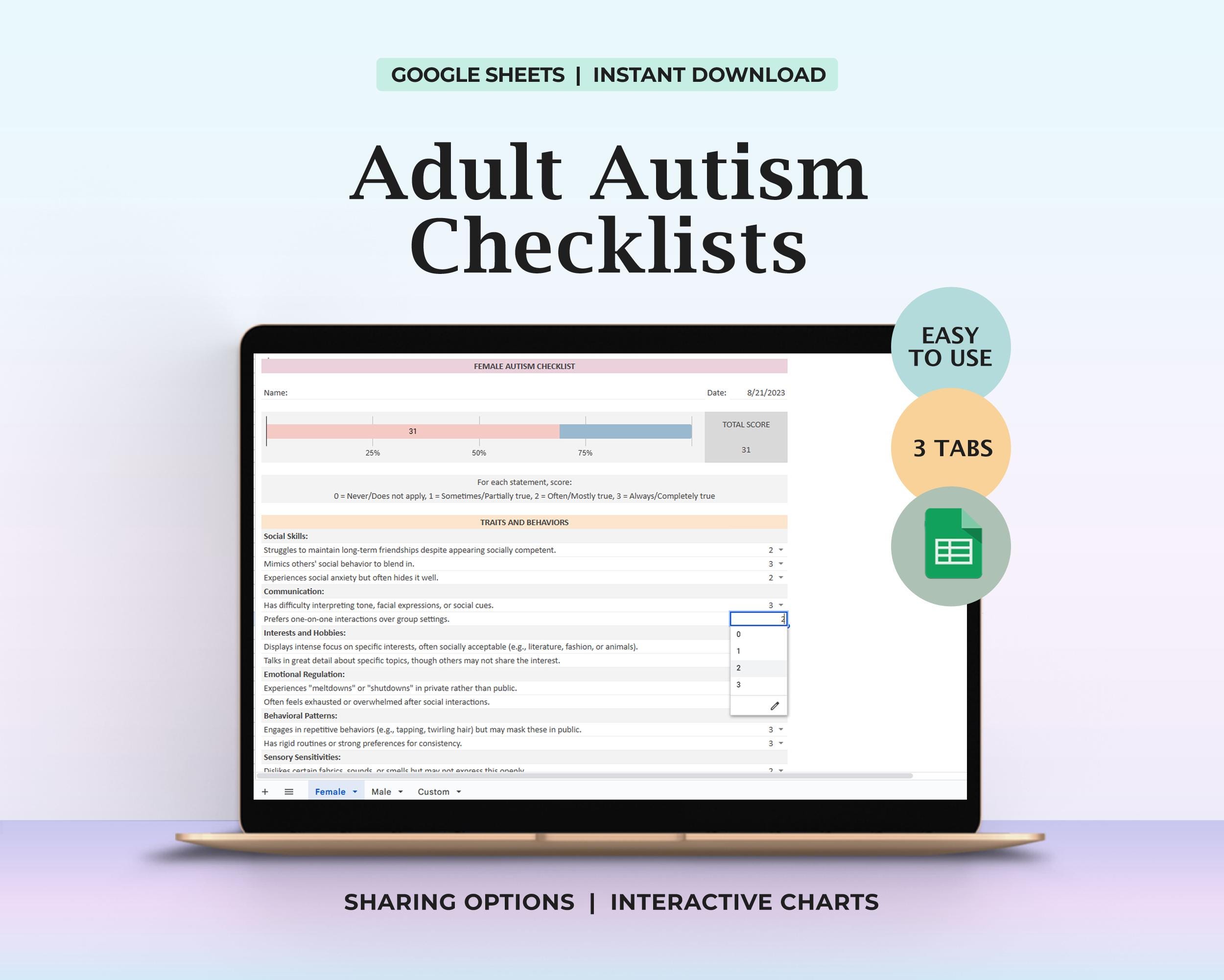 Autism Testing Checklist Autism Spectrum Test for Adults Mental Health ...
