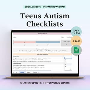 Checklista för autismtestning för tonåringar Spektrumutvärdering Autismtest för tonåringar Utskrivbart screeningsformulär Verktyg för tidig identifiering