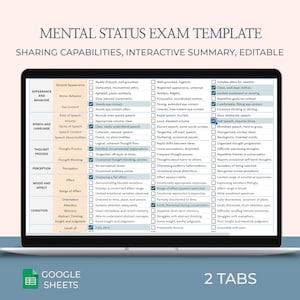 Esame dello stato mentale, foglio di calcolo MSE, valutazione dello stato mentale, valutazione psicologica, strumento diagnostico, test psicologici, salute mentale