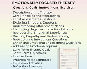 Emotionally Focused Therapy Questions, EFT Psychotherapy Guide, Emotionally Focused Therapy Session Plan, EFT Objectives, Interventions, PDF